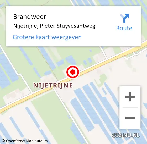 Locatie op kaart van de 112 melding: Brandweer Nijetrijne, Pieter Stuyvesantweg op 31 oktober 2021 19:27