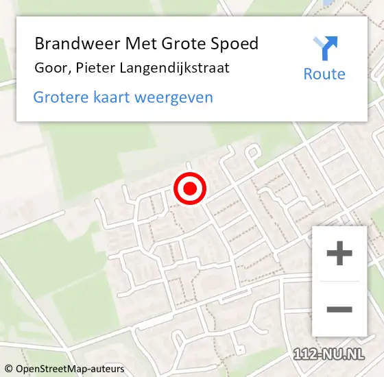 Locatie op kaart van de 112 melding: Brandweer Met Grote Spoed Naar Goor, Pieter Langendijkstraat op 31 oktober 2021 19:28