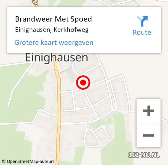 Locatie op kaart van de 112 melding: Brandweer Met Spoed Naar Einighausen, Kerkhofweg op 31 oktober 2021 19:39