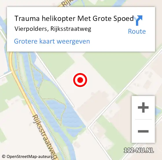 Locatie op kaart van de 112 melding: Trauma helikopter Met Grote Spoed Naar Vierpolders, Rijksstraatweg op 31 oktober 2021 19:43