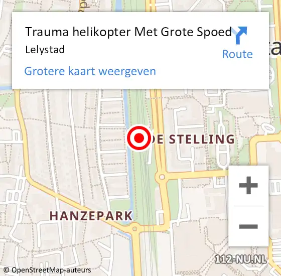 Locatie op kaart van de 112 melding: Trauma helikopter Met Grote Spoed Naar Lelystad op 31 oktober 2021 19:43