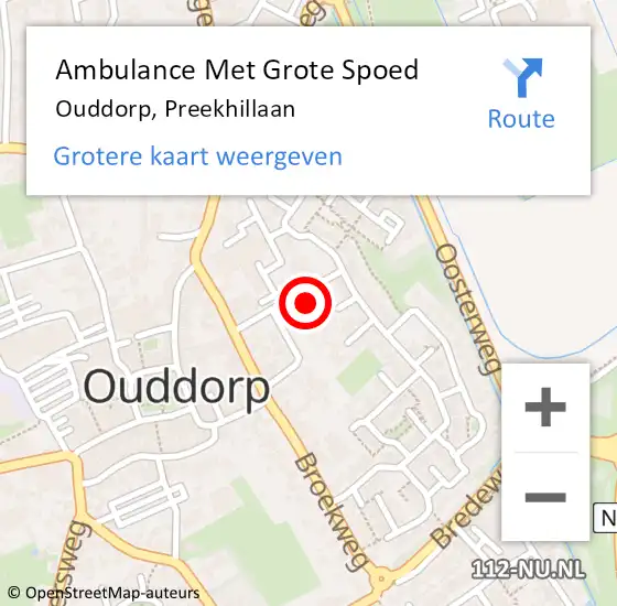 Locatie op kaart van de 112 melding: Ambulance Met Grote Spoed Naar Ouddorp, Preekhillaan op 31 oktober 2021 19:46