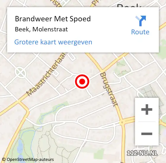 Locatie op kaart van de 112 melding: Brandweer Met Spoed Naar Beek, Molenstraat op 31 oktober 2021 19:54