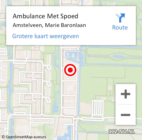 Locatie op kaart van de 112 melding: Ambulance Met Spoed Naar Amstelveen, Marie Baronlaan op 31 oktober 2021 20:59