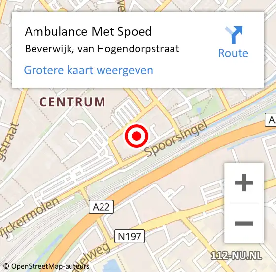 Locatie op kaart van de 112 melding: Ambulance Met Spoed Naar Beverwijk, van Hogendorpstraat op 31 oktober 2021 21:31