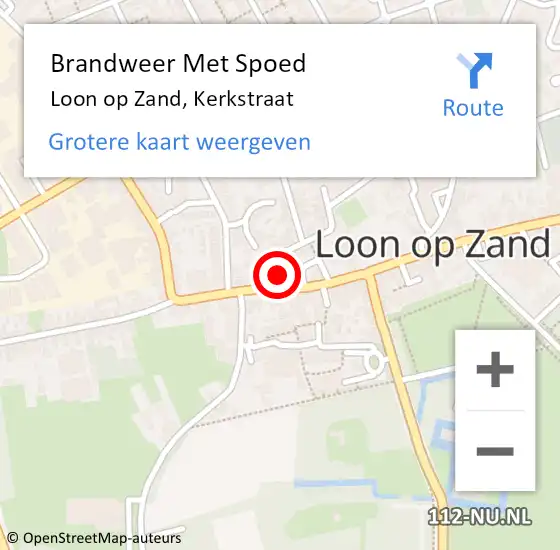 Locatie op kaart van de 112 melding: Brandweer Met Spoed Naar Loon op Zand, Kerkstraat op 31 oktober 2021 21:34