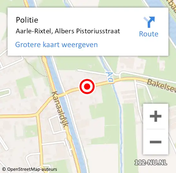 Locatie op kaart van de 112 melding: Politie Aarle-Rixtel, Albers Pistoriusstraat op 31 oktober 2021 21:36