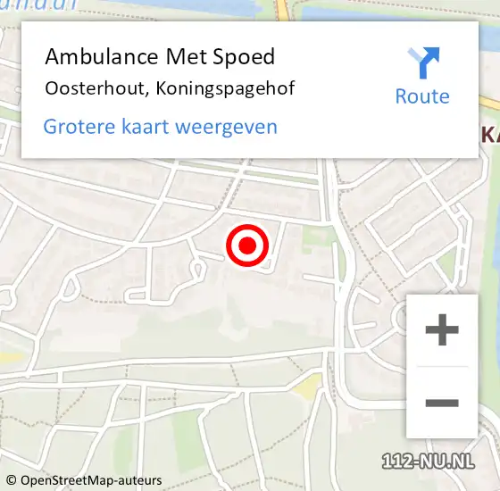 Locatie op kaart van de 112 melding: Ambulance Met Spoed Naar Oosterhout, Koningspagehof op 27 juni 2014 19:26