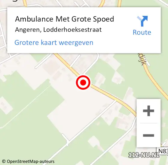 Locatie op kaart van de 112 melding: Ambulance Met Grote Spoed Naar Angeren, Lodderhoeksestraat op 31 oktober 2021 21:53