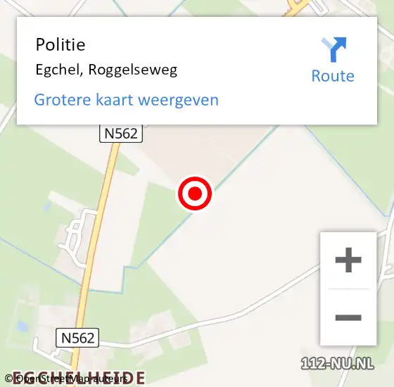 Locatie op kaart van de 112 melding: Politie Egchel, Roggelseweg op 31 oktober 2021 22:11