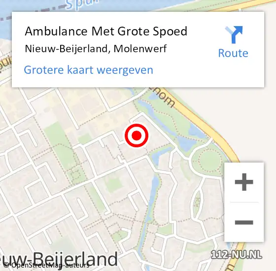 Locatie op kaart van de 112 melding: Ambulance Met Grote Spoed Naar Nieuw-Beijerland, Molenwerf op 31 oktober 2021 22:16