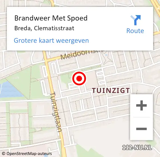 Locatie op kaart van de 112 melding: Brandweer Met Spoed Naar Breda, Clematisstraat op 31 oktober 2021 22:57