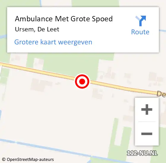 Locatie op kaart van de 112 melding: Ambulance Met Grote Spoed Naar Ursem, De Leet op 31 oktober 2021 23:07