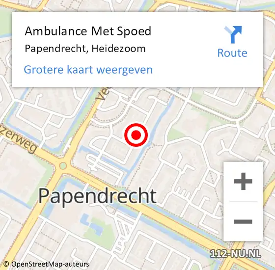 Locatie op kaart van de 112 melding: Ambulance Met Spoed Naar Papendrecht, Heidezoom op 31 oktober 2021 23:17