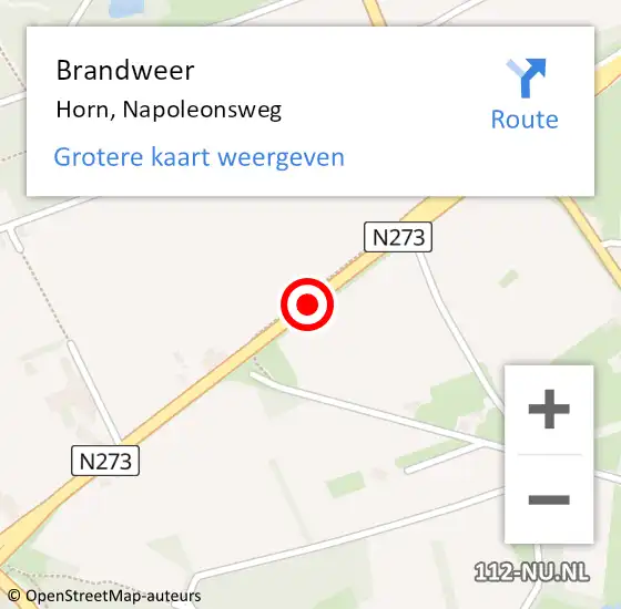 Locatie op kaart van de 112 melding: Brandweer Horn, Napoleonsweg op 27 juni 2014 19:34