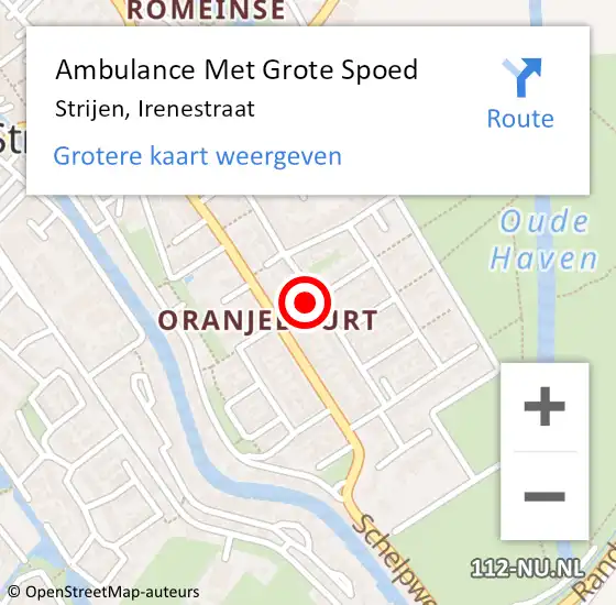 Locatie op kaart van de 112 melding: Ambulance Met Grote Spoed Naar Strijen, Irenestraat op 1 november 2021 04:40
