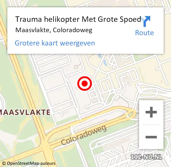 Locatie op kaart van de 112 melding: Trauma helikopter Met Grote Spoed Naar Maasvlakte, Coloradoweg op 1 november 2021 04:44