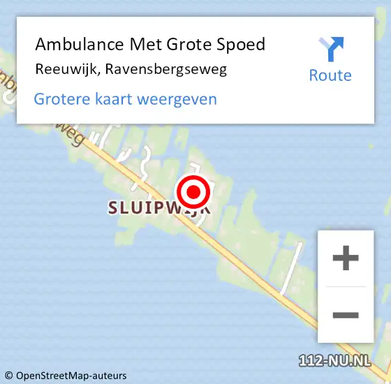 Locatie op kaart van de 112 melding: Ambulance Met Grote Spoed Naar Reeuwijk, Ravensbergseweg op 1 november 2021 04:52