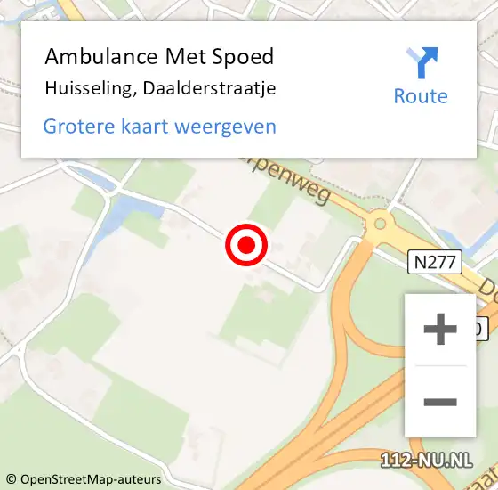 Locatie op kaart van de 112 melding: Ambulance Met Spoed Naar Huisseling, Daalderstraatje op 1 november 2021 05:27