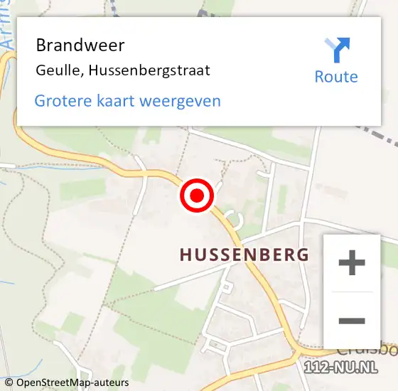 Locatie op kaart van de 112 melding: Brandweer Geulle, Hussenbergstraat op 27 juni 2014 19:53