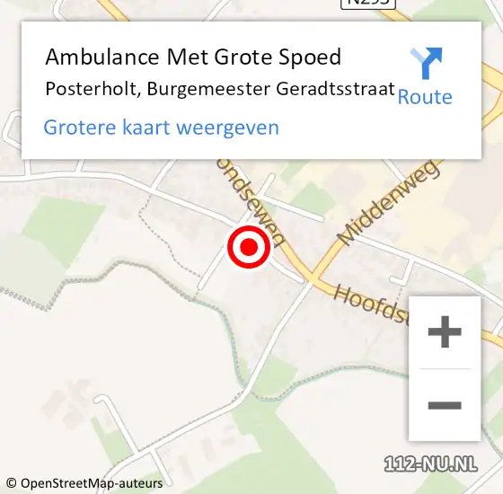 Locatie op kaart van de 112 melding: Ambulance Met Grote Spoed Naar Posterholt, Burgemeester Geradtsstraat op 1 november 2021 07:40