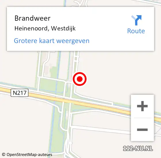 Locatie op kaart van de 112 melding: Brandweer Heinenoord, Westdijk op 1 november 2021 07:54