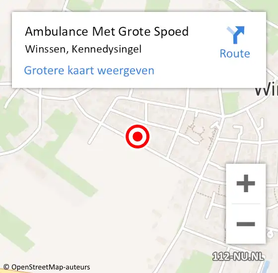 Locatie op kaart van de 112 melding: Ambulance Met Grote Spoed Naar Winssen, Kennedysingel op 1 november 2021 07:57