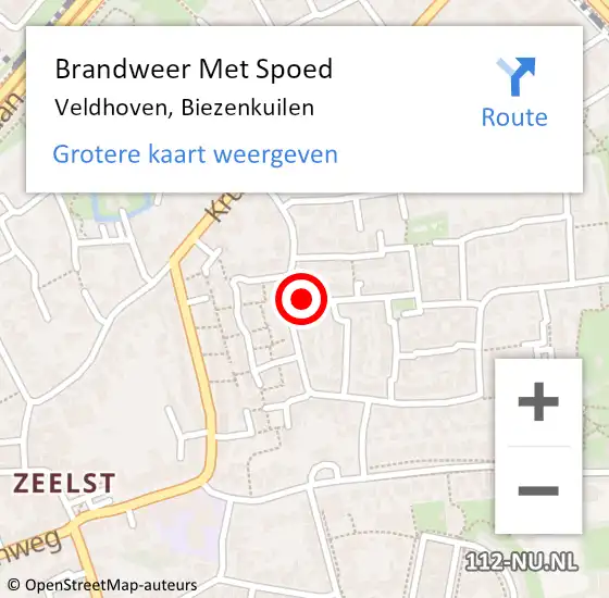Locatie op kaart van de 112 melding: Brandweer Met Spoed Naar Veldhoven, Biezenkuilen op 1 november 2021 07:58