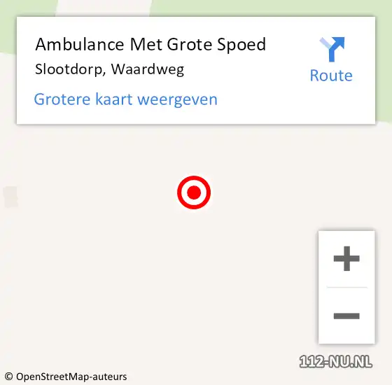 Locatie op kaart van de 112 melding: Ambulance Met Grote Spoed Naar Slootdorp, Waardweg op 1 november 2021 08:02