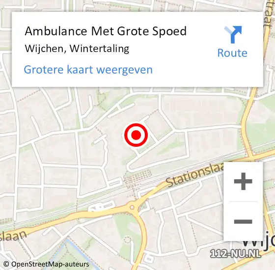 Locatie op kaart van de 112 melding: Ambulance Met Grote Spoed Naar Wijchen, Wintertaling op 1 november 2021 08:08