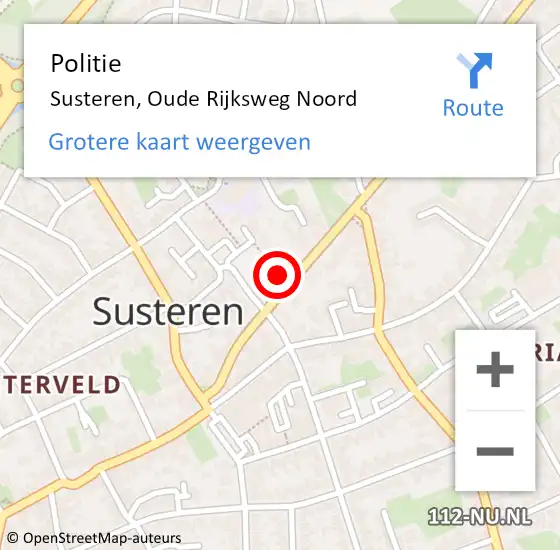 Locatie op kaart van de 112 melding: Politie Susteren, Oude Rijksweg Noord op 1 november 2021 08:16