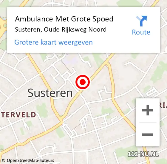 Locatie op kaart van de 112 melding: Ambulance Met Grote Spoed Naar Susteren, Oude Rijksweg Noord op 1 november 2021 08:20