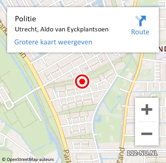 Locatie op kaart van de 112 melding: Politie Utrecht, Aldo van Eyckplantsoen op 1 november 2021 08:34