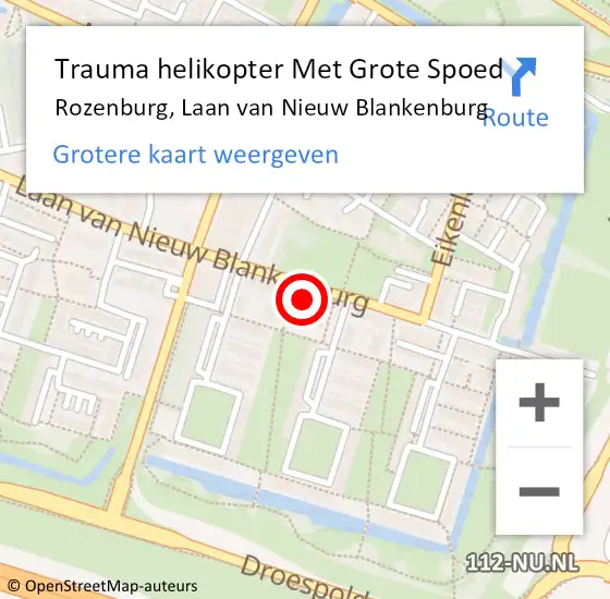 Locatie op kaart van de 112 melding: Trauma helikopter Met Grote Spoed Naar Rozenburg, Laan van Nieuw Blankenburg op 1 november 2021 08:38