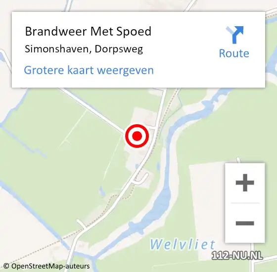 Locatie op kaart van de 112 melding: Brandweer Met Spoed Naar Simonshaven, Dorpsweg op 1 november 2021 08:43