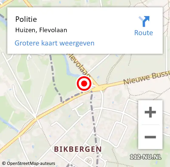 Locatie op kaart van de 112 melding: Politie Huizen, Flevolaan op 1 november 2021 08:47