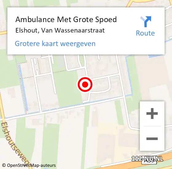 Locatie op kaart van de 112 melding: Ambulance Met Grote Spoed Naar Elshout, Van Wassenaarstraat op 6 oktober 2013 14:48