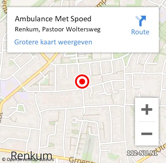 Locatie op kaart van de 112 melding: Ambulance Met Spoed Naar Renkum, Pastoor Woltersweg op 1 november 2021 08:55