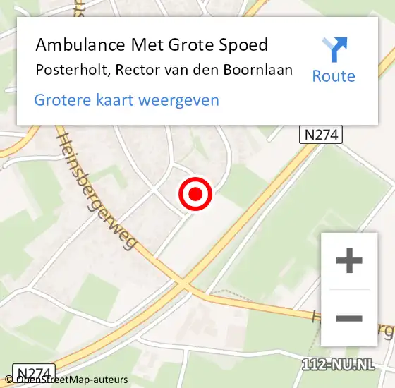 Locatie op kaart van de 112 melding: Ambulance Met Grote Spoed Naar Posterholt, Rector van den Boornlaan op 1 november 2021 08:58