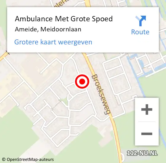 Locatie op kaart van de 112 melding: Ambulance Met Grote Spoed Naar Ameide, Meidoornlaan op 1 november 2021 09:32
