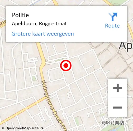 Locatie op kaart van de 112 melding: Politie Apeldoorn, Roggestraat op 1 november 2021 09:50