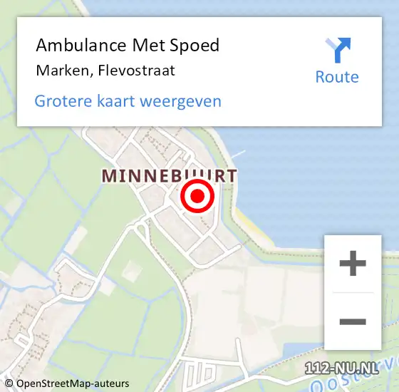 Locatie op kaart van de 112 melding: Ambulance Met Spoed Naar Marken, Flevostraat op 1 november 2021 09:51