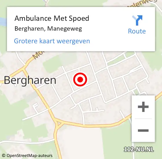 Locatie op kaart van de 112 melding: Ambulance Met Spoed Naar Bergharen, Manegeweg op 1 november 2021 09:51