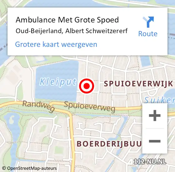 Locatie op kaart van de 112 melding: Ambulance Met Grote Spoed Naar Oud-Beijerland, Albert Schweitzererf op 1 november 2021 10:02