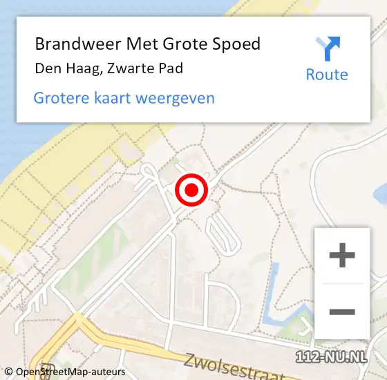 Locatie op kaart van de 112 melding: Brandweer Met Grote Spoed Naar Den Haag, Zwarte Pad op 1 november 2021 10:12