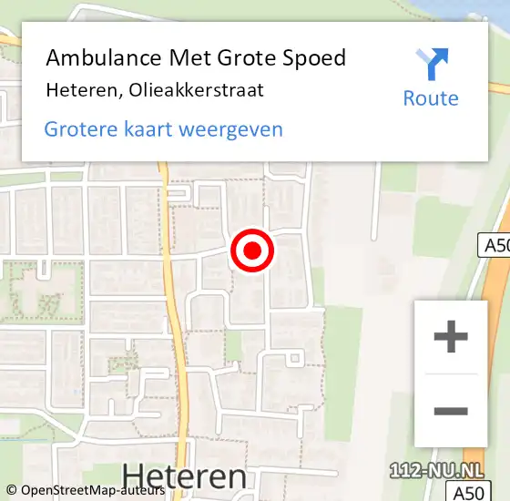 Locatie op kaart van de 112 melding: Ambulance Met Grote Spoed Naar Heteren, Olieakkerstraat op 1 november 2021 10:39