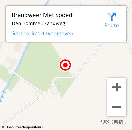 Locatie op kaart van de 112 melding: Brandweer Met Spoed Naar Den Bommel, Zandweg op 1 november 2021 10:41