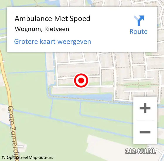 Locatie op kaart van de 112 melding: Ambulance Met Spoed Naar Wognum, Rietveen op 1 november 2021 11:12