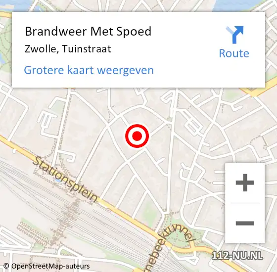 Locatie op kaart van de 112 melding: Brandweer Met Spoed Naar Zwolle, Tuinstraat op 1 november 2021 11:36