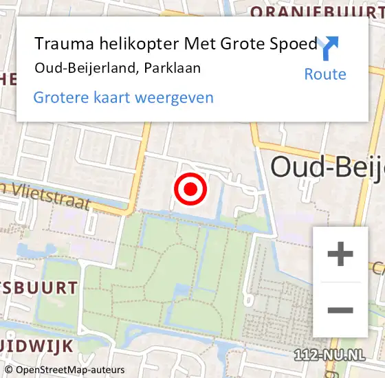 Locatie op kaart van de 112 melding: Trauma helikopter Met Grote Spoed Naar Oud-Beijerland, Parklaan op 1 november 2021 11:44